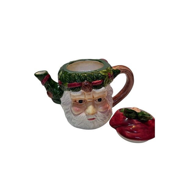 Vintage Hand-Painted Santa Claus Teapot With Lid Holiday Decor Ceramic Festive C - Picture 4 of 8